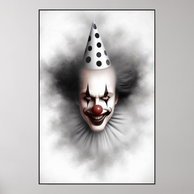 Affiche Portrait de clown effrayant moderne  (Devant)
