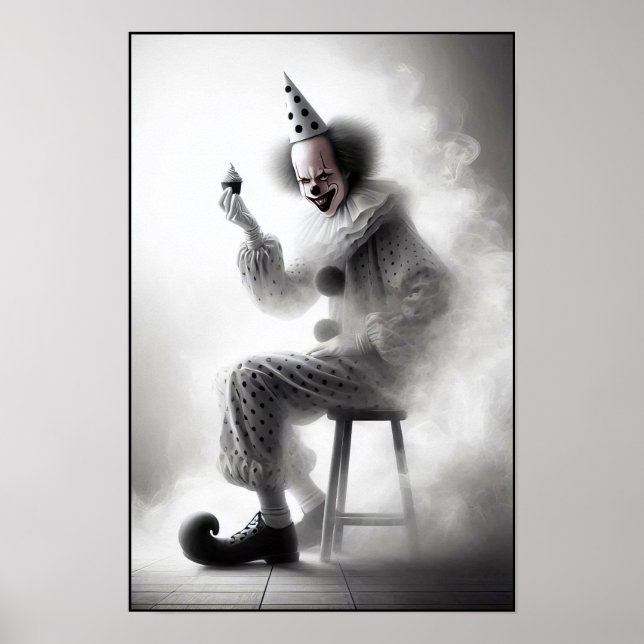 Affiche Portrait de clown effrayant moderne  (Devant)