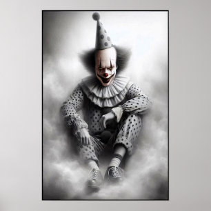 Affiche Portrait de clown effrayant moderne