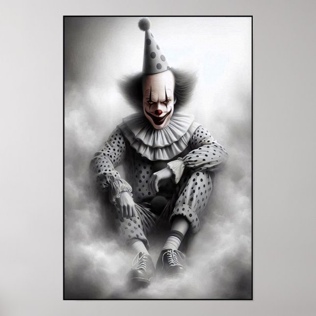 Affiche Portrait de clown effrayant moderne  (Devant)