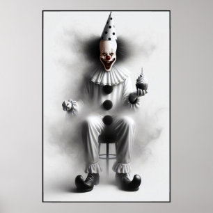 Affiche Portrait de clown effrayant moderne