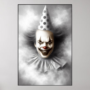 Affiche Portrait de clown effrayant moderne 