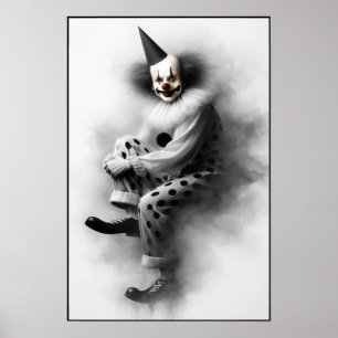 Affiche Portrait de clown effrayant moderne 