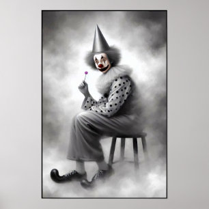 Affiche Portrait de clown effrayant moderne 