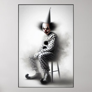 Affiche Portrait de clown effrayant moderne