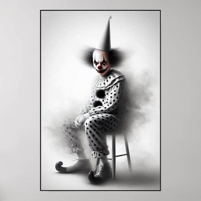 Affiche Portrait de clown effrayant moderne  (Devant)