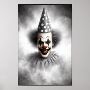 Affiche Portrait de clown effrayant moderne 
