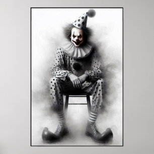 Affiche Portrait de clown effrayant moderne