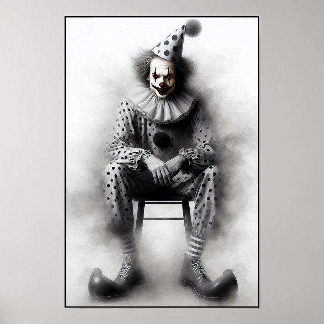 Affiche Portrait de clown effrayant moderne (Devant)