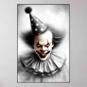 Affiche Portrait de clown effrayant moderne