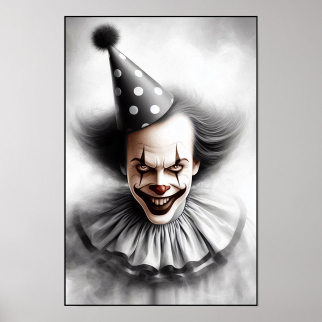 Affiche Portrait de clown effrayant moderne  (Devant)