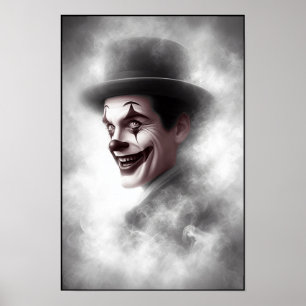 Affiche Portrait de clown rétro avec chapeau