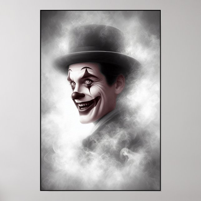 Affiche Portrait de clown rétro avec chapeau (Devant)