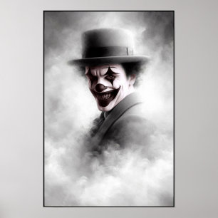 Affiche Portrait de clown rétro avec chapeau