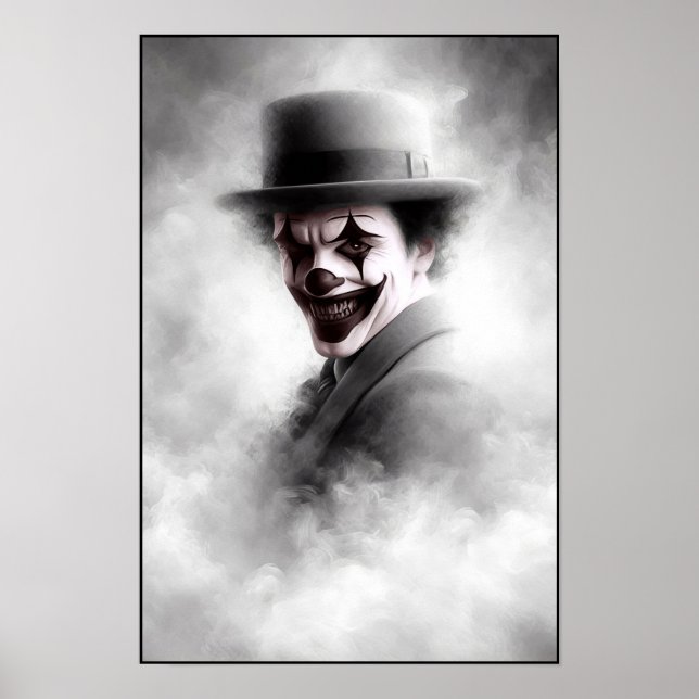 Affiche Portrait de clown rétro avec chapeau (Devant)