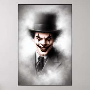 Affiche Portrait de clown rétro avec chapeau