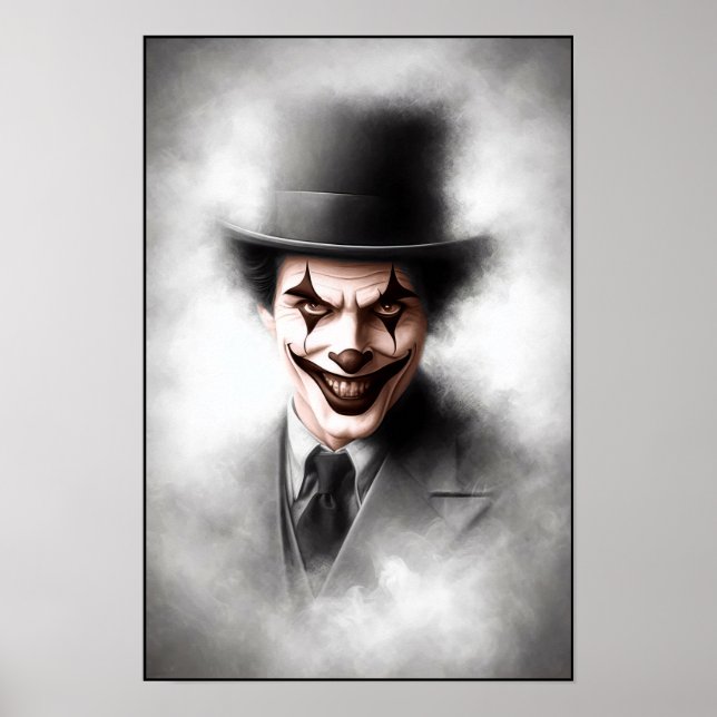 Affiche Portrait de clown rétro avec chapeau (Devant)