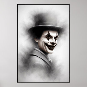 Affiche Portrait de clown rétro avec chapeau