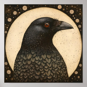 Affiche Portrait de corbeau peinture Abstraite