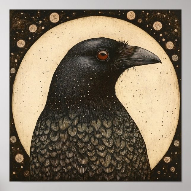 Affiche Portrait de corbeau peinture Abstraite (Devant)