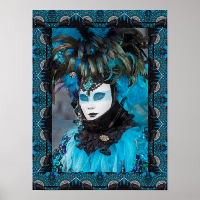 Affiche Portrait de costume de carnaval artistique, Venise (Devant)