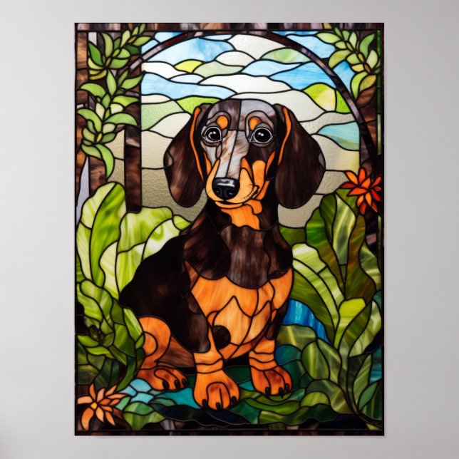Affiche Portrait de dachshund mignon (Devant)