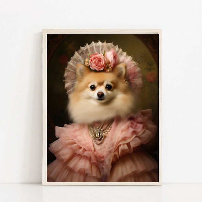 Affiche Portrait de Dame Pomeranian, Portrait d'Animal Vic (Créateur téléchargé)