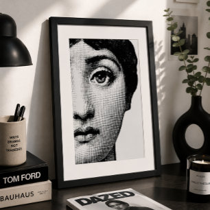 Affiche Portrait de demi-visage minimaliste noir et blanc