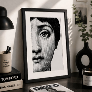 Affiche Portrait de demi-visage minimaliste noir et blanc
