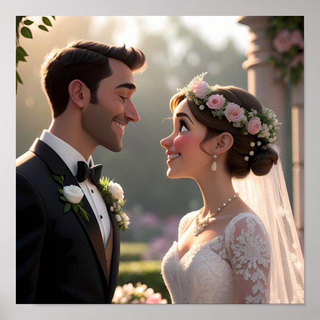 Affiche Portrait de dessin 3D personnalisé à partir d'une  (Devant)