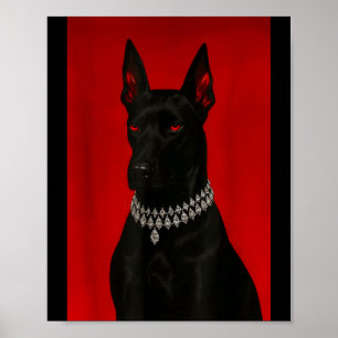 Affiche Portrait de dobermann noir luxe gothique