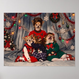 Affiche Portrait de famille chaotique rétro de Noël avec C