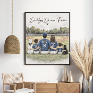 Affiche Portrait de famille de baseball de l'équipe de rêv