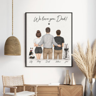 Affiche Portrait de famille personnalisé « Nous t'aimons P