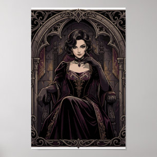 Affiche Portrait de Fantaisie de Royauté Vampire Reine Som