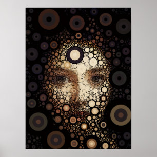 Affiche Portrait de femme abstraite numérique coloré décor