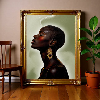 Affiche Portrait de femme afrocentrique, africain minimali