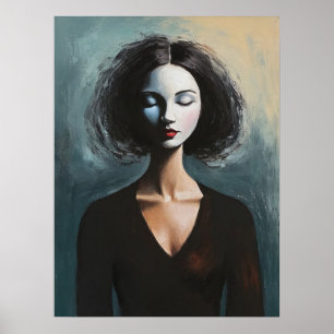 Affiche Portrait de femme contemporain sur toile