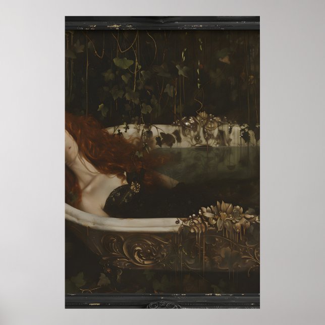 Affiche Portrait de femme dans une baignoire, peinture de  (Devant)