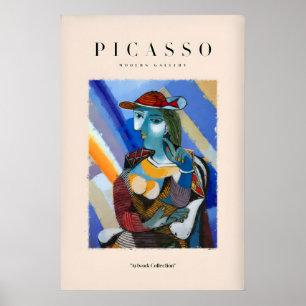 Affiche Portrait de femme de Picasso avec chapeau rouge et