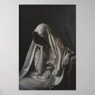 Affiche Portrait de femme en deuil - Peinture à l'huile im