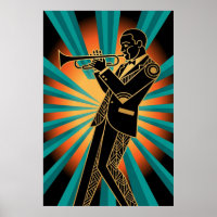 Affiche portrait de femme Flapper Art déco or sarc