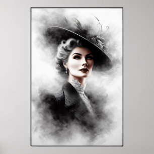 Affiche Portrait de femme mystérieuse des années 1940