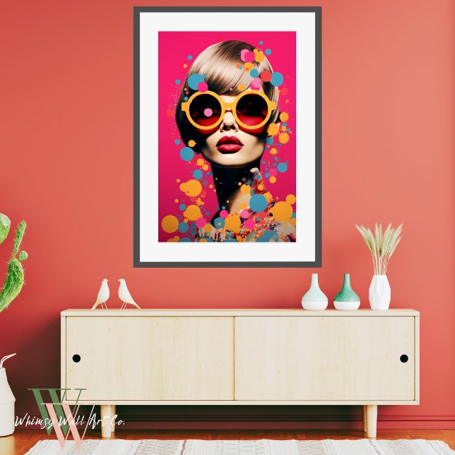 Affiche Portrait de femme rose Pop Art (Créateur téléchargé)