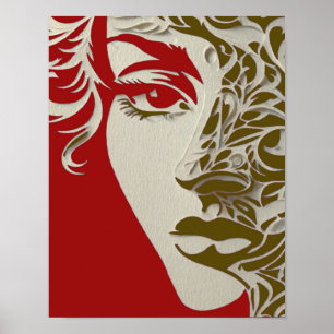 Affiche Portrait de femme stylisé élégant