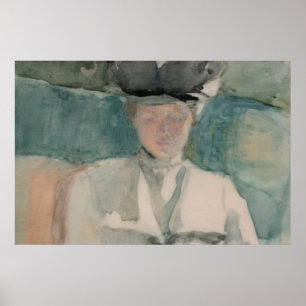 Affiche Portrait de femme victorienne aquarelle ton pastel
