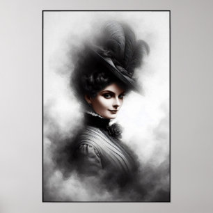 Affiche Portrait de femme victorienne mystérieuse Art