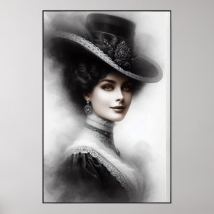 Affiche Portrait de femme victorienne mystérieuse Art