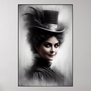 Affiche Portrait de femme victorienne mystérieuse Art