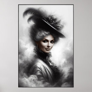 Affiche Portrait de femme victorienne mystérieuse Art